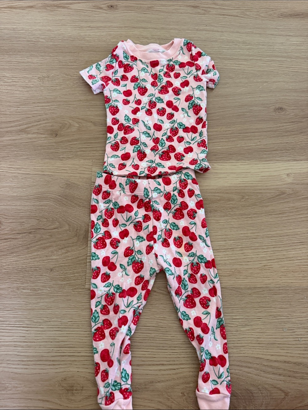 wonder nation Pink Strawberry Print Kids Pajama Set
